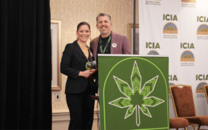 Mary Jane Oatman, executive director of ICIA, and Rob Pero, founder of ICIA, at the 2023 Wisconsin Cannabis Industry and Policy Summit (Photo: Indigenous Cannabis Industry Association)