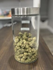 Adshade photo Pot dispensary owners in Pictou Landing First Nations are wary of being singled out if their names and the names of their business are used in the media. Shown is a jar of marijuana at one of the roughly dozen dispensaries on Pictou Landing reserve